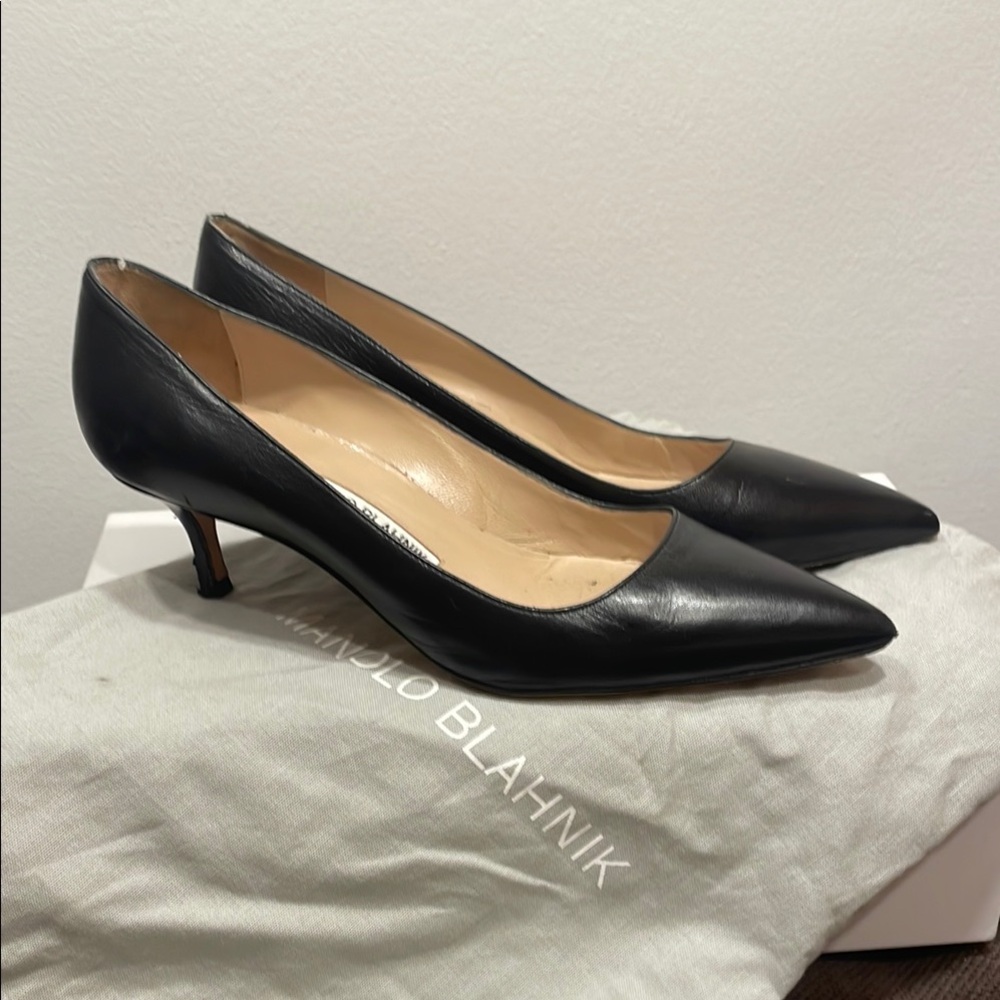Manolo Blahnik Black Leather Heels